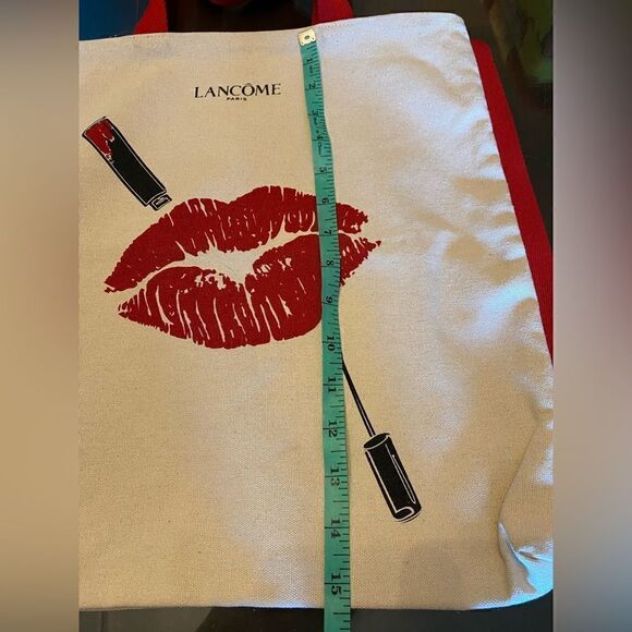 Lancôme Paris Red Lipstick Lips Graphic Canvas Glamorous Tote Bag - Picture 5 of 8